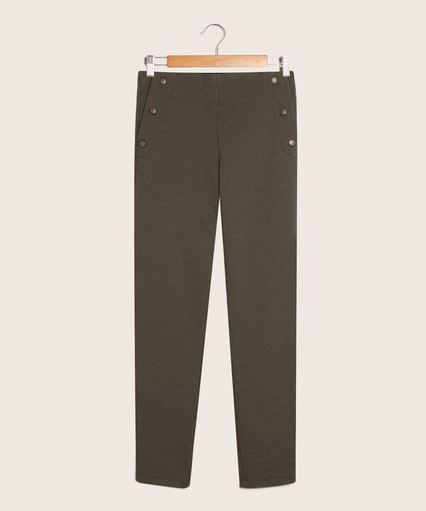 Leggings Solido Con Botones En Frente