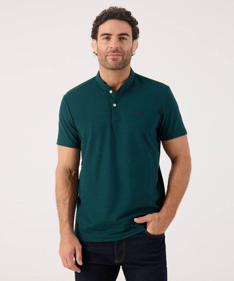 Polo Mao Unicolor Con Pestaña Unicolor  Sin Bolsillo Silueta Slim Fit