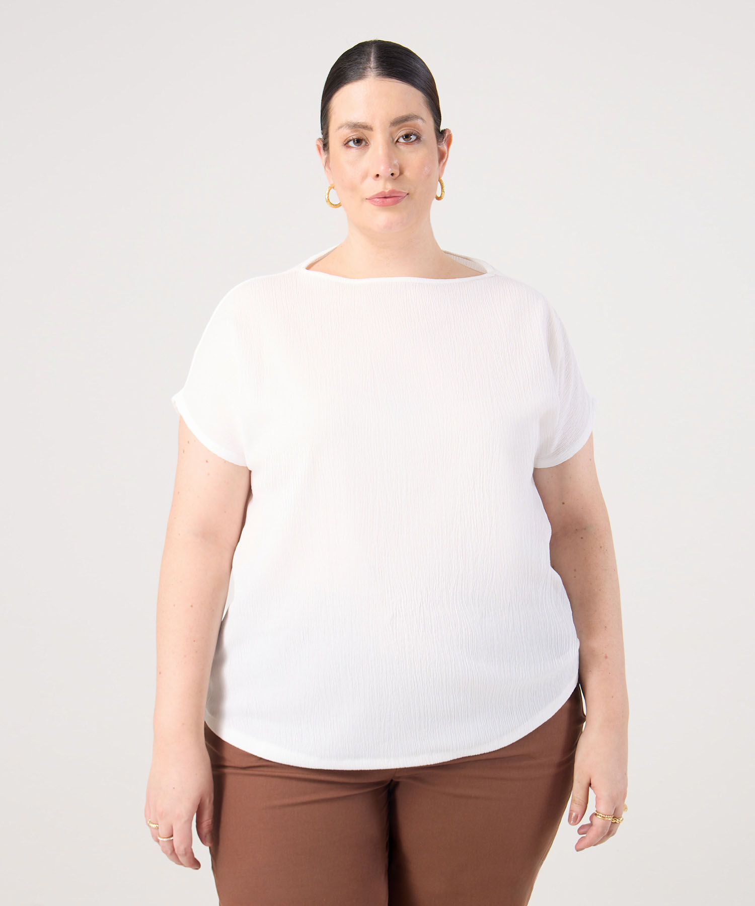 Camiseta Cuello Bandeja Para Mujer Curvy