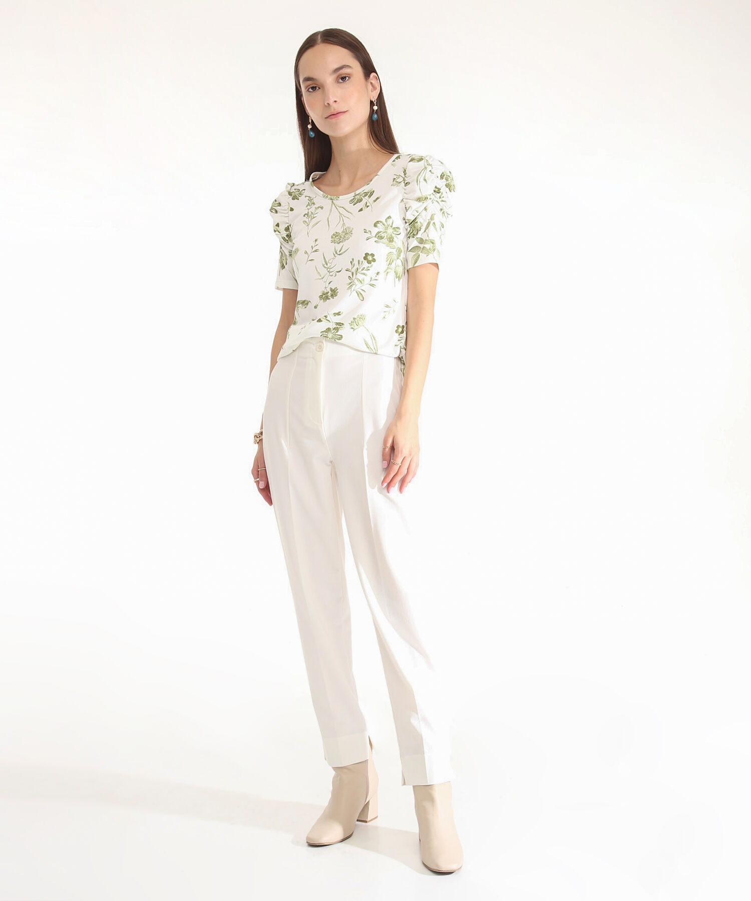 Camiseta Estampada Manga Corta Con Ruche