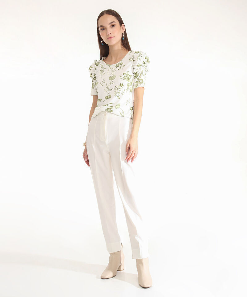 Camiseta Estampada Manga Corta Con Ruche