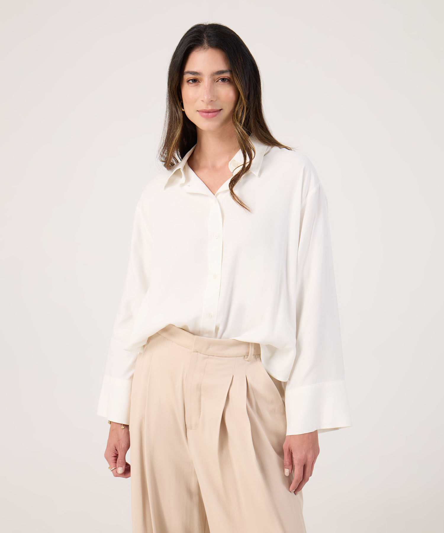 Camisa holgada unicolor 