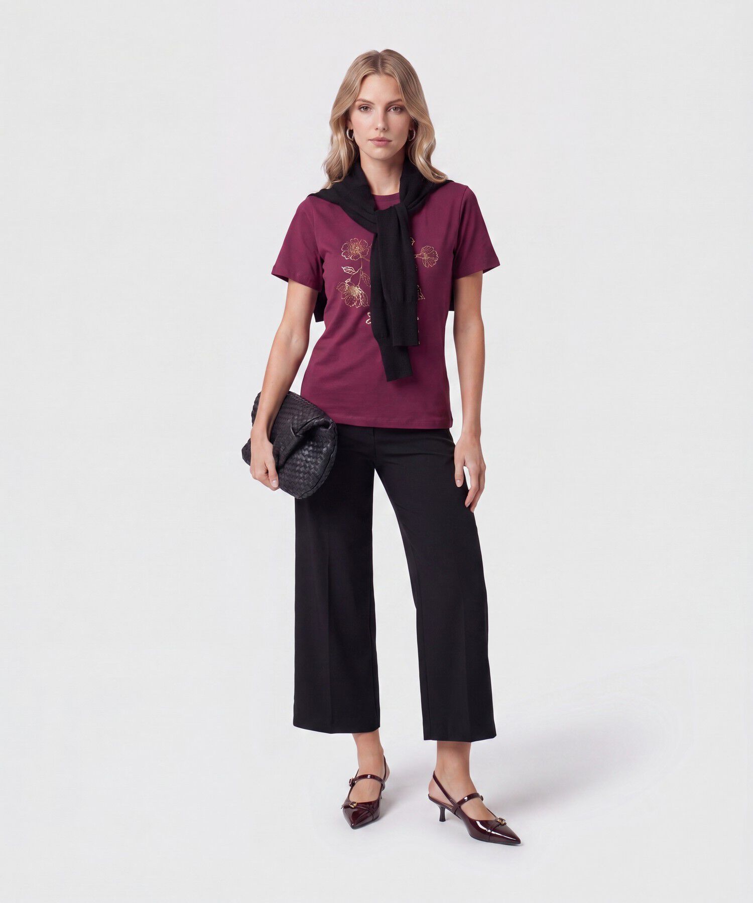 Camiseta Con Bordado De Brillos Para Mujer