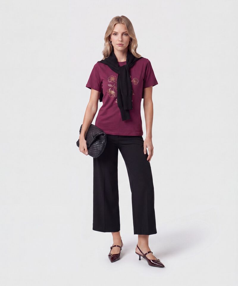 Camiseta Con Bordado De Brillos Para Mujer