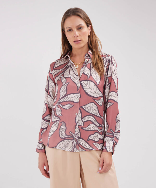 Camisa Estampada En Satin Manga Larga image number null