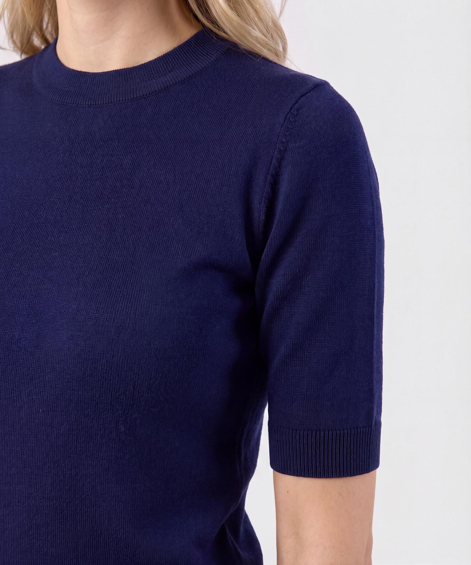 Camiseta De Punto Cuello Redondo Mujer