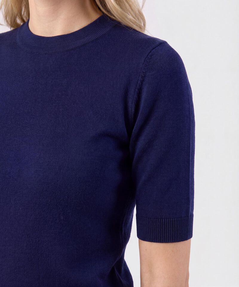 Camiseta De Punto Cuello Redondo Mujer