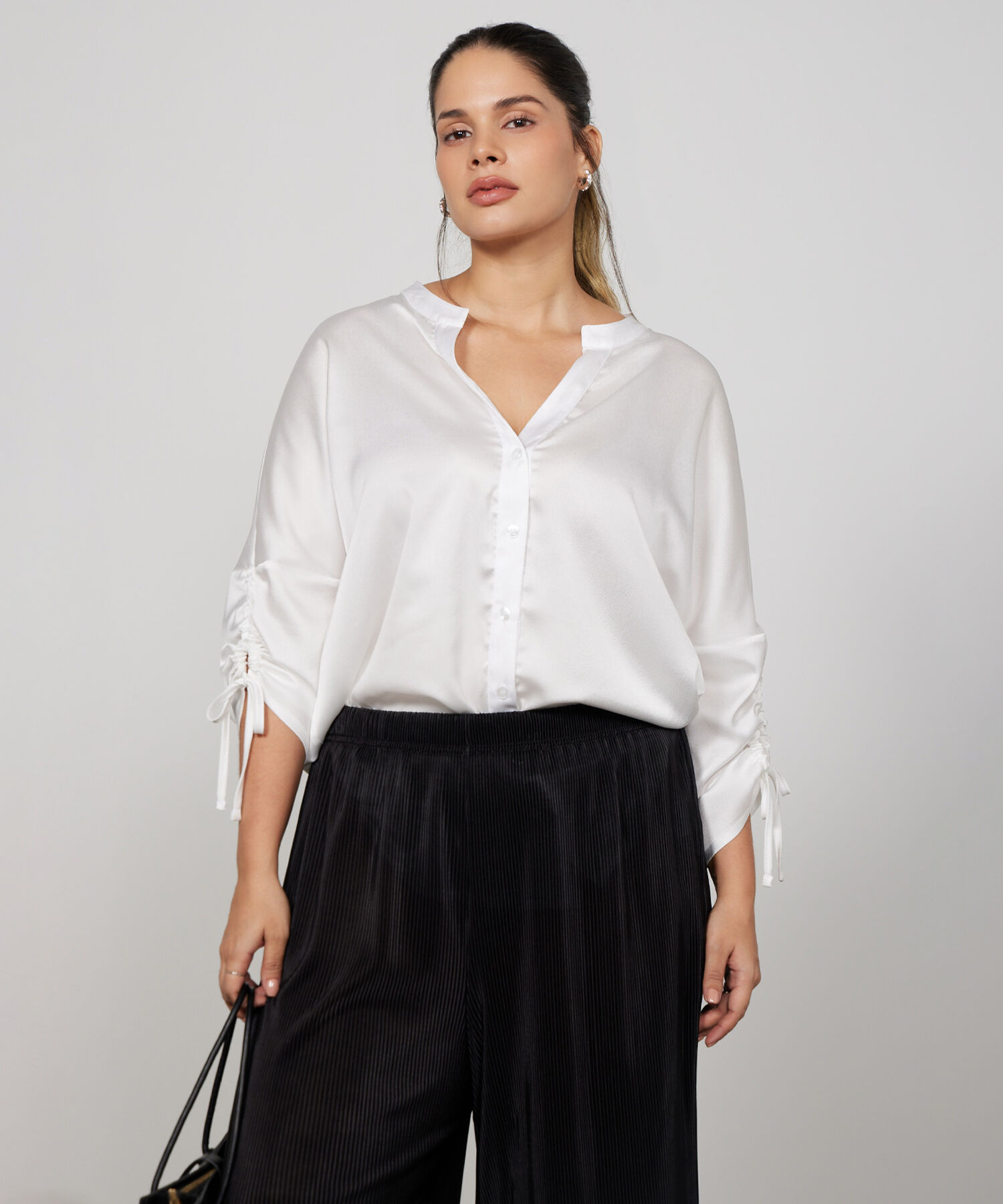 Blusa Con Abotonadura En Frente Manga 3/4