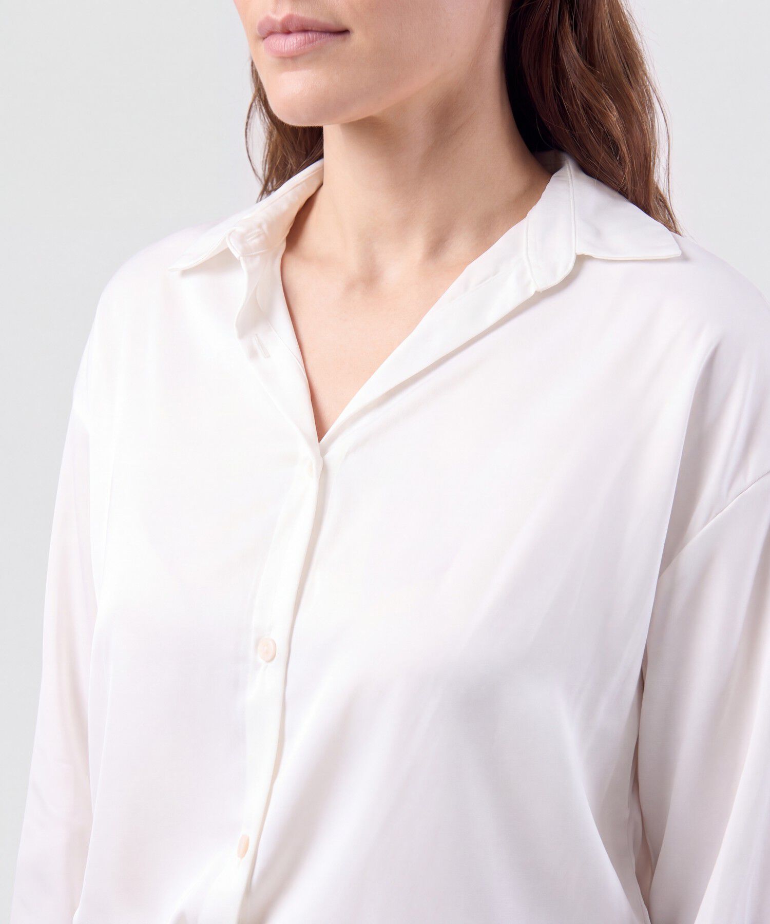 Camisa Fluida Pu&ntilde;o Ancho Para Mujer