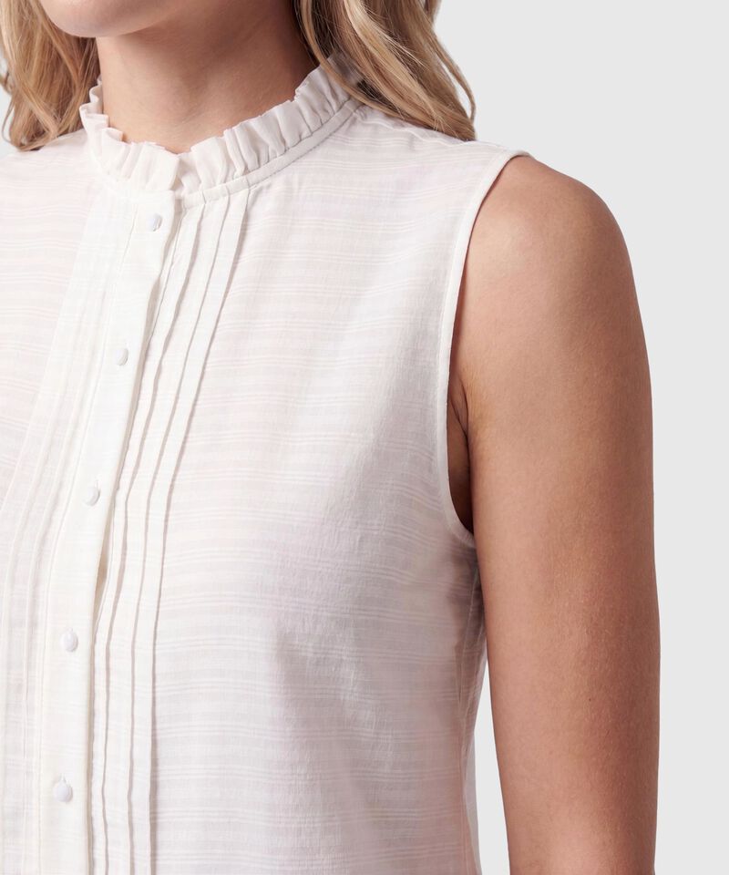 Blusa Con Cuello Alto Y Pliegues Mujer