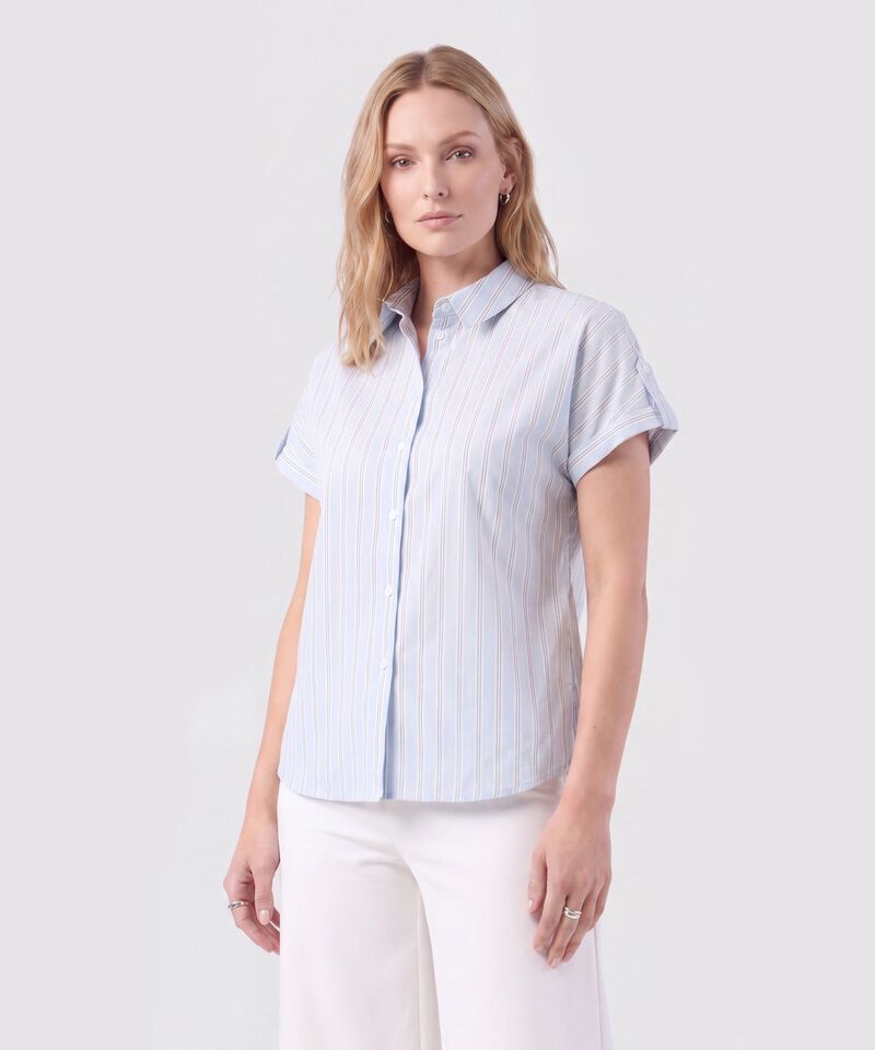 Camisa De Mujer Con Manga Al Codo Doblez