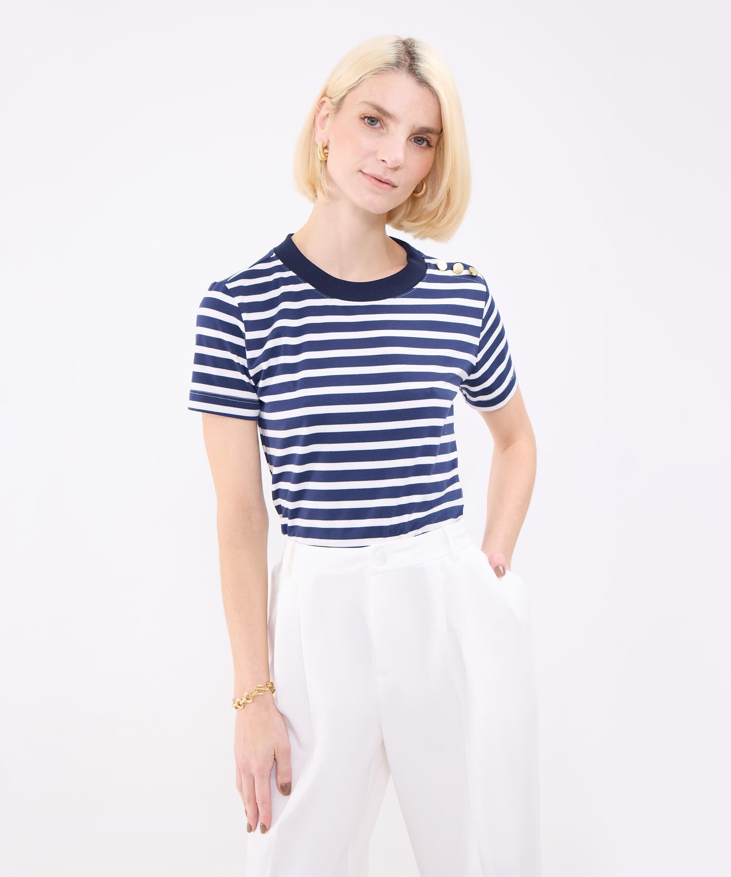 Camiseta A Rayas Para Mujer