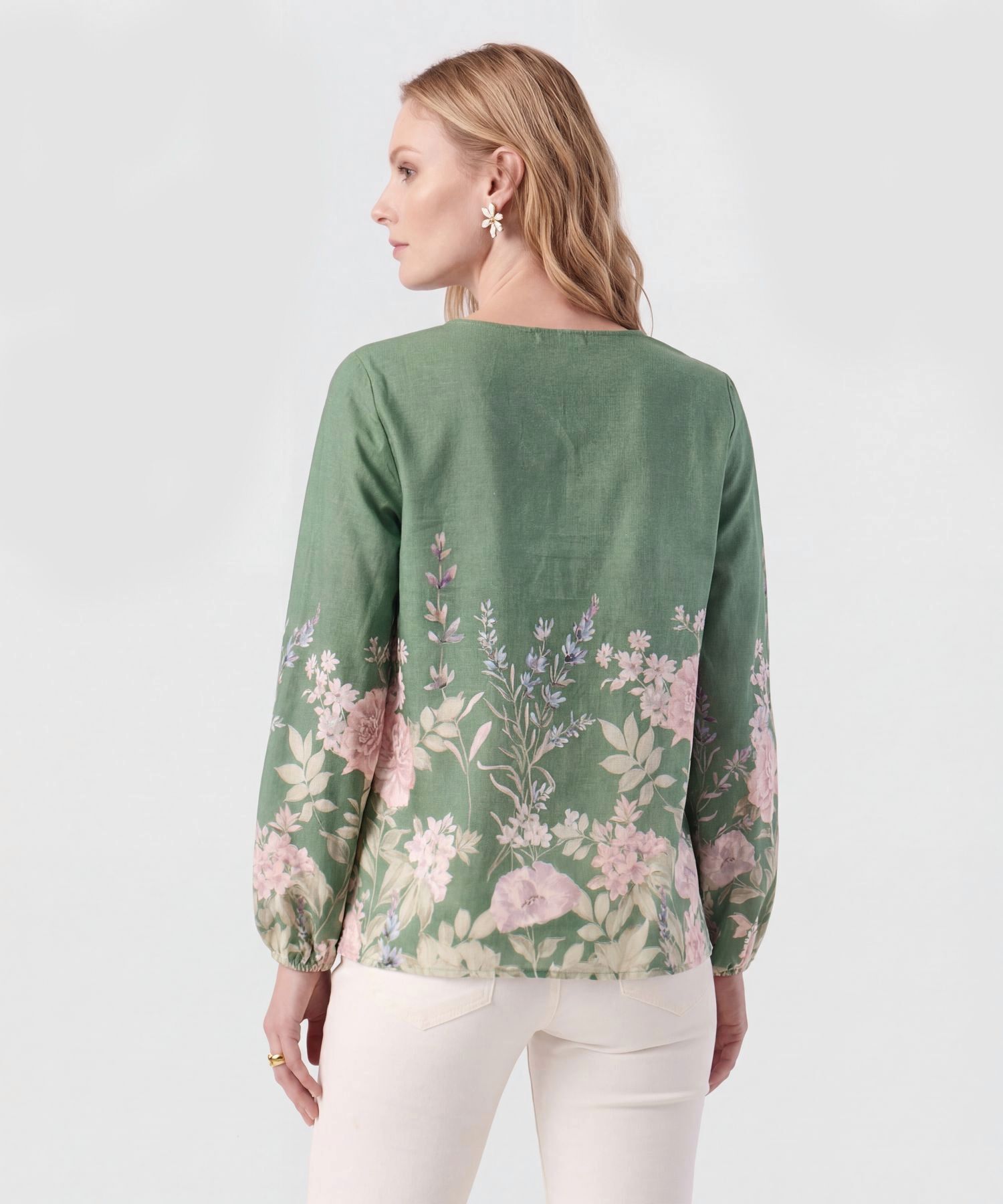 Blusa Bot&aacute;nica De Manga Larga Para Mujer