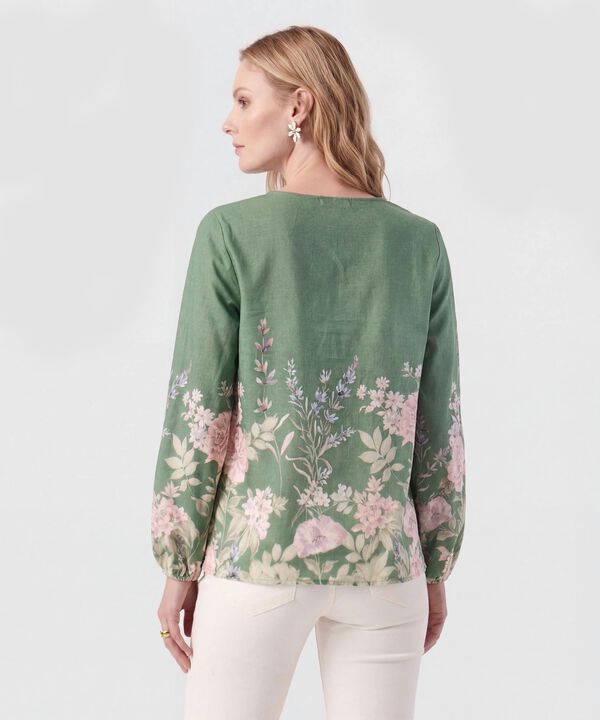 Blusa Bot&aacute;nica De Manga Larga Para Mujer