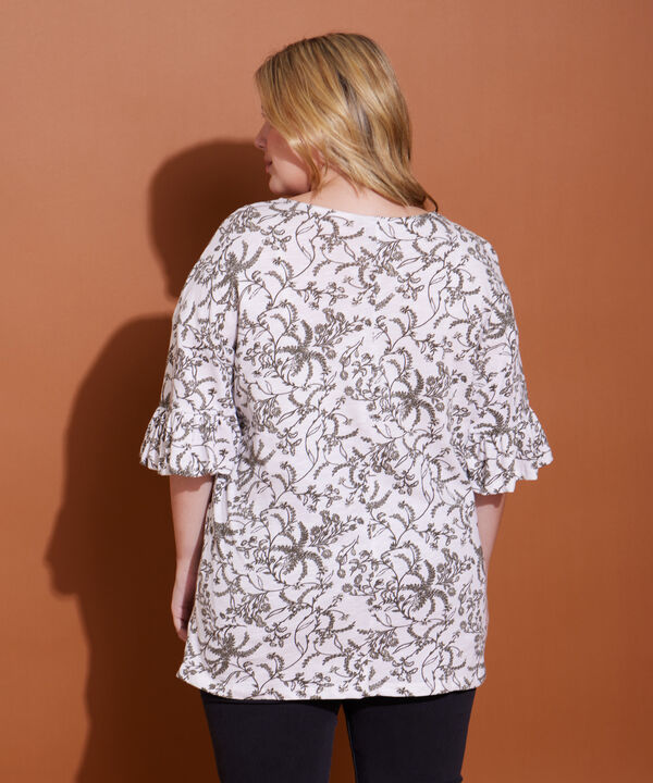 Camiseta Manga 3/4 Con Arandela Estampada