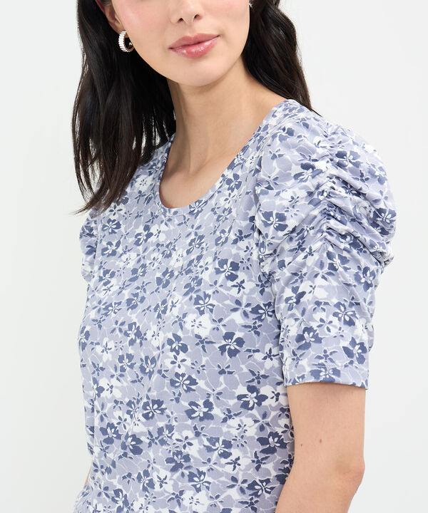 Camiseta Manga Corta Con Ruche Estampada image number null
