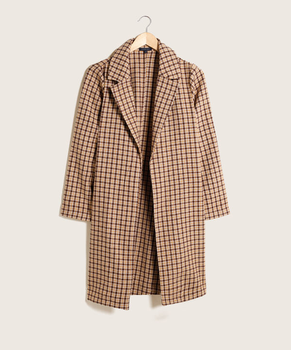 Chaqueta Tipo Abrigo Preteñido A Cuadros