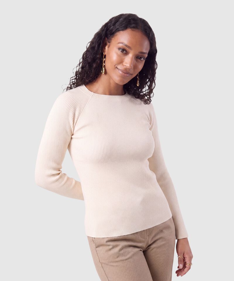 Saco Tejido Acanalado Cuello Redondo Mujer