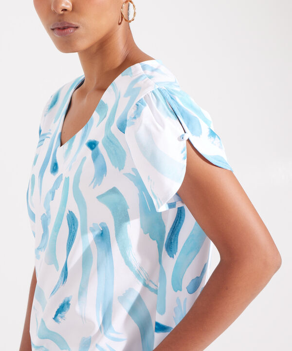 Blusa Estampada con Escote en V image number null