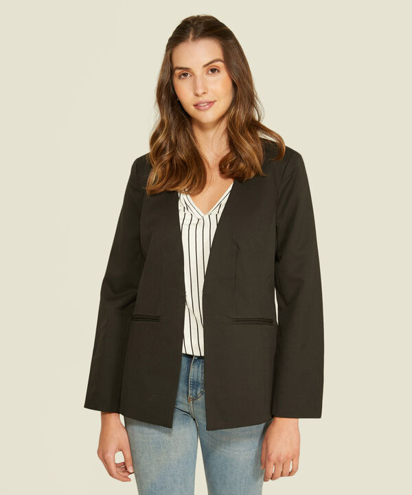 Blazer Con Solapa Unicolor