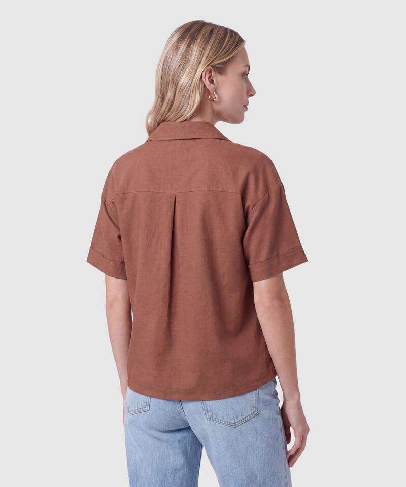 Camisa Manga Corta Con Bolsillos Mujer