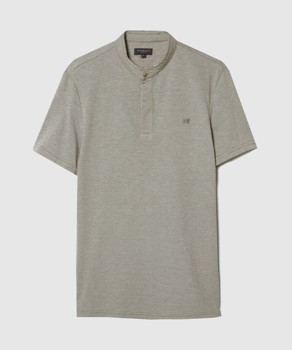 Polo Unicolor Cuello Mao, Pechera Con Botones Ocultos Y Silueta Slim Fit, Cítrico Marinero