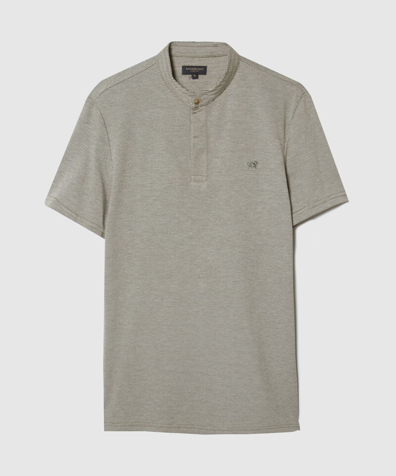 Polo Unicolor Cuello Mao, Pechera Con Botones Ocultos Y Silueta Slim Fit, Cítrico Marinero
