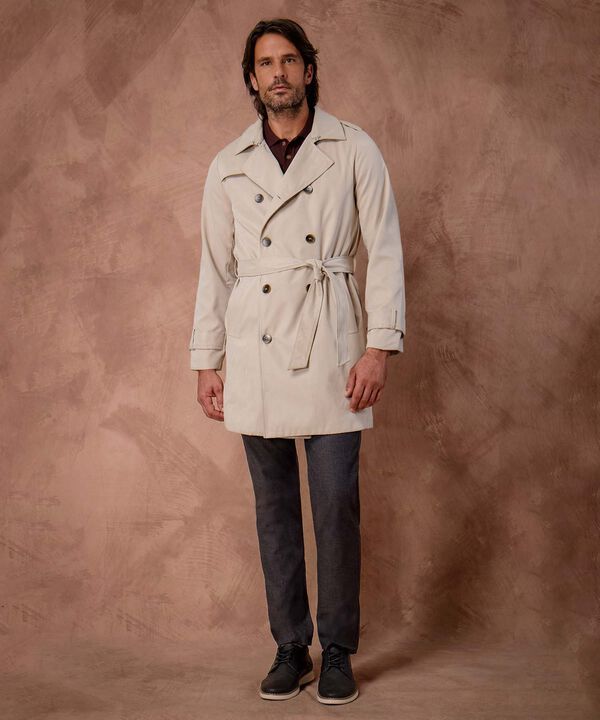 Chaqueta Trench Unicolor Con Cinturon  image number null