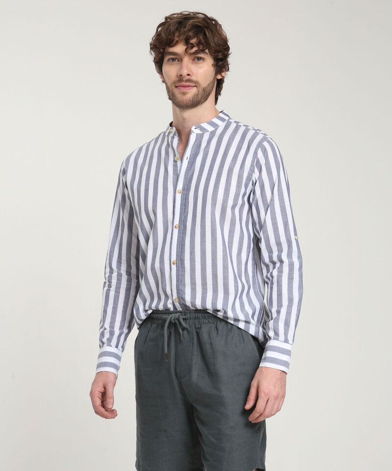 Camisa Manga Larga Cuello Mao