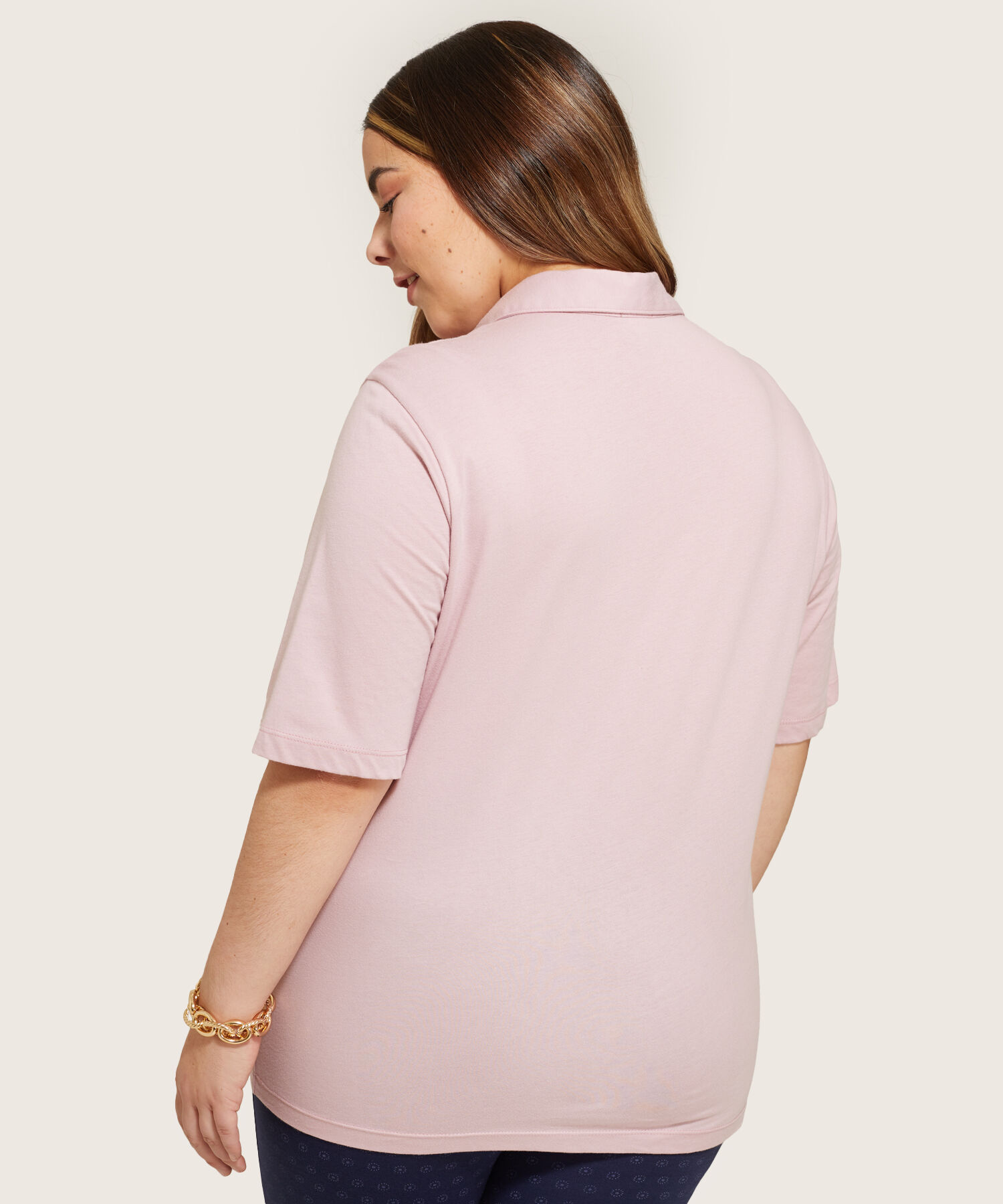 Polo Unicolor Con Botones Mujer Curvy