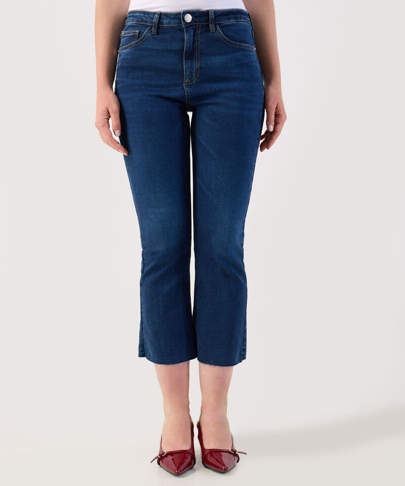 Jeans Mujer Corto Bota Campana Desflecada