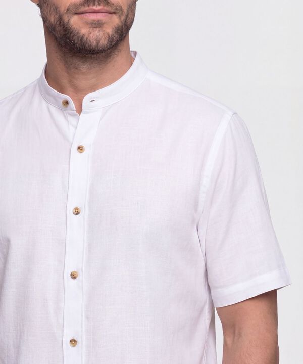 Camisa Cuello Mao Unicolor para Hombre