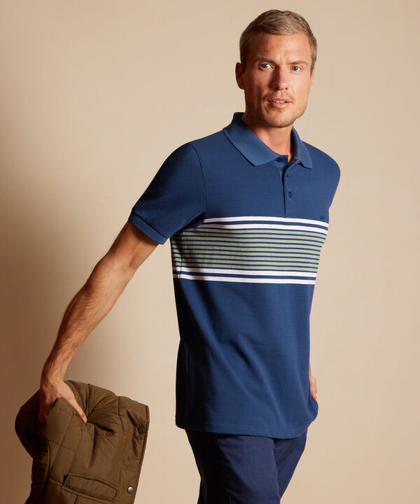 Polo Preteñida, Cuello Y Puños Tejidos Unicolor, Sin Bolsillo Y Silueta Regular Fit