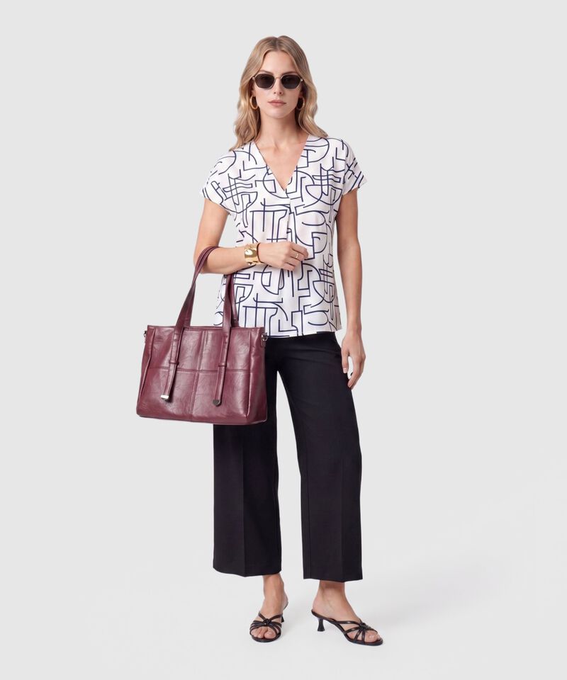 Camiseta Estampada Con Pliegue Para Mujer