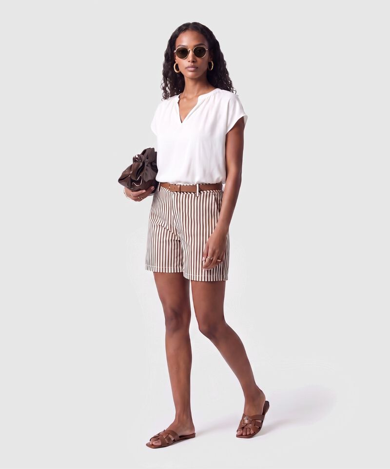 Blusa Cuello V Manga Corta Mujer