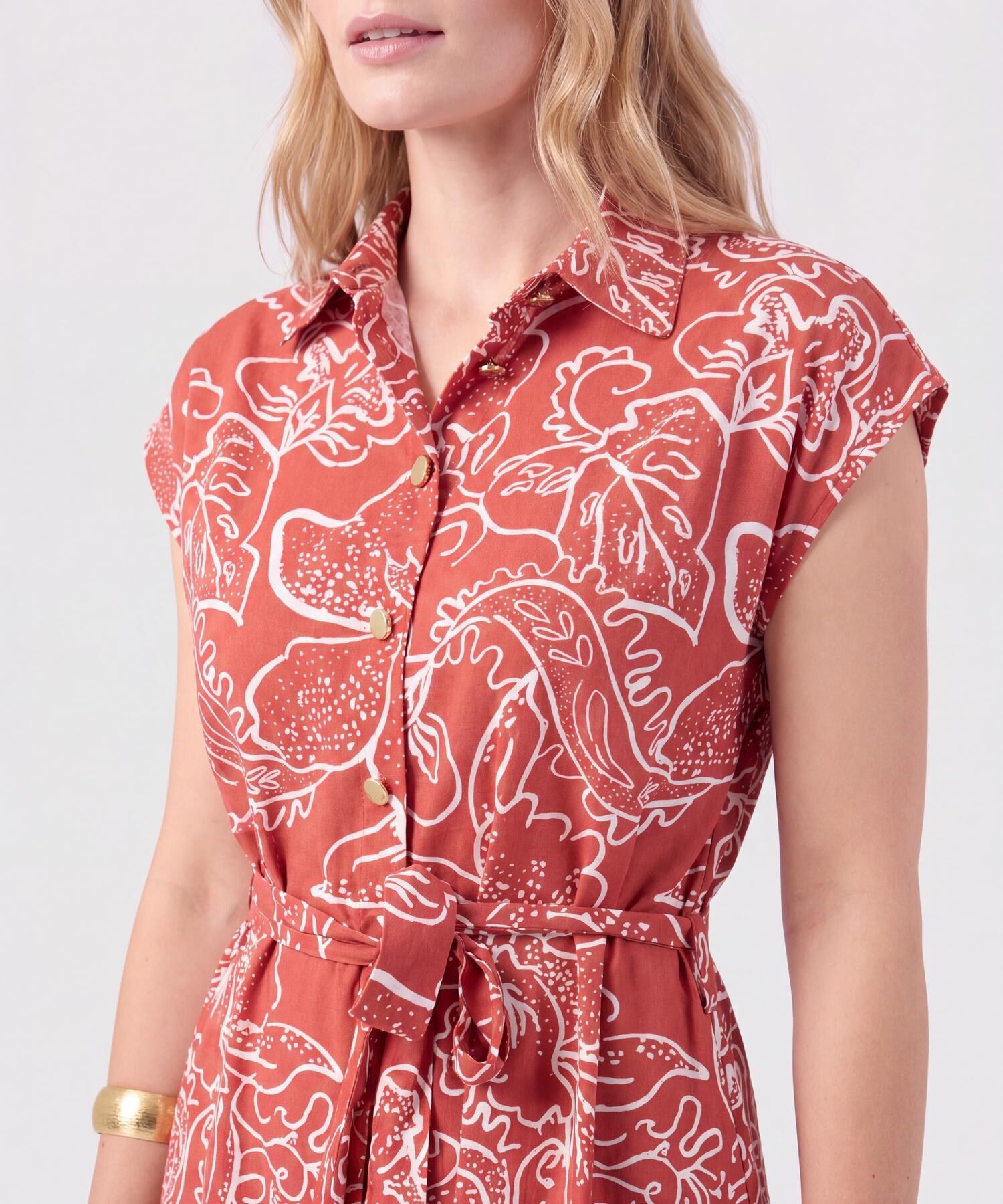 Vestido Camisero Midi Con Cintur&oacute;n De Lazo Mujer