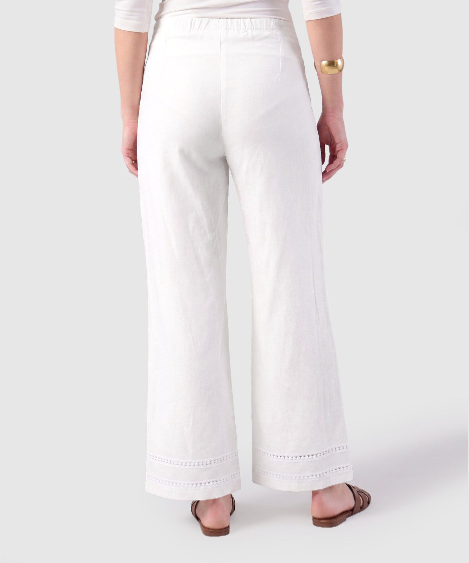 Pantal&oacute;n De Bota Ancha Con Encaje Para Mujer