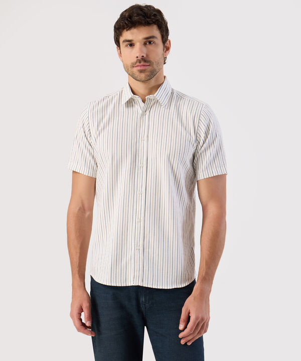 Camisa A Rayas De Corte Recto Para Hombre image number null