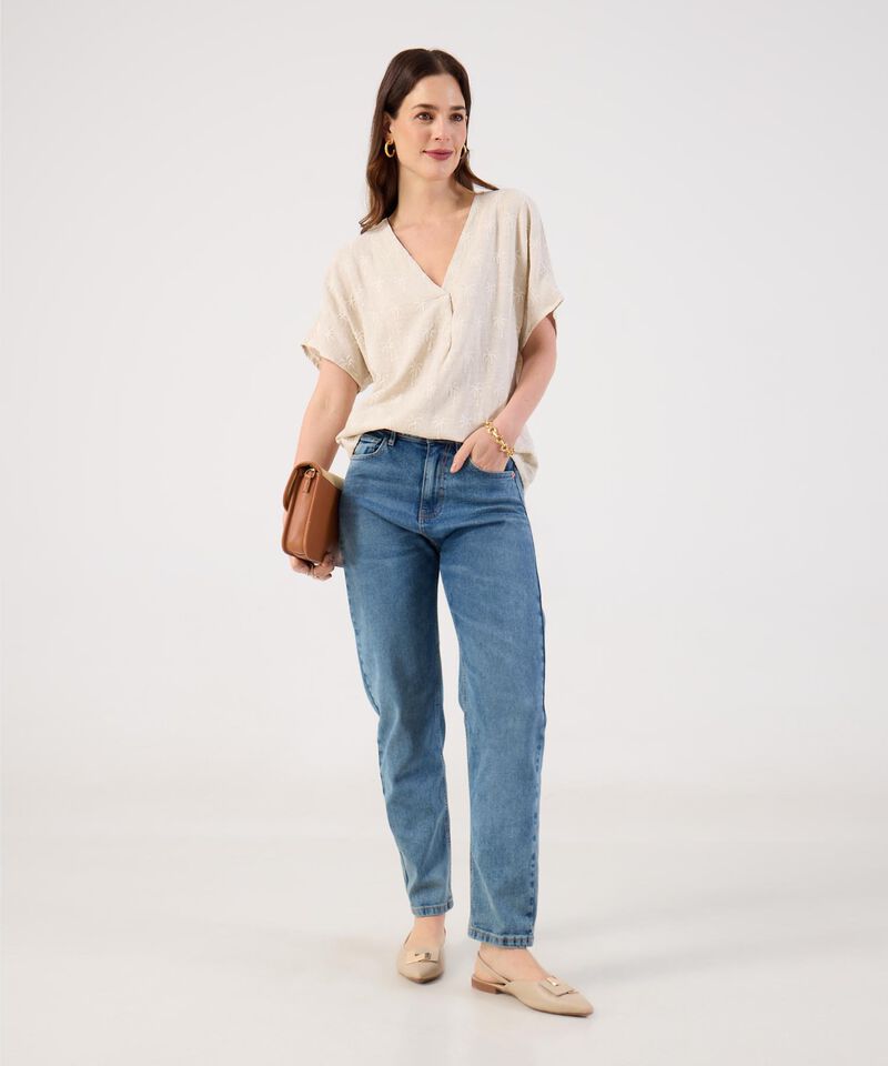 Jean Mom de Tiro Alto para Mujer