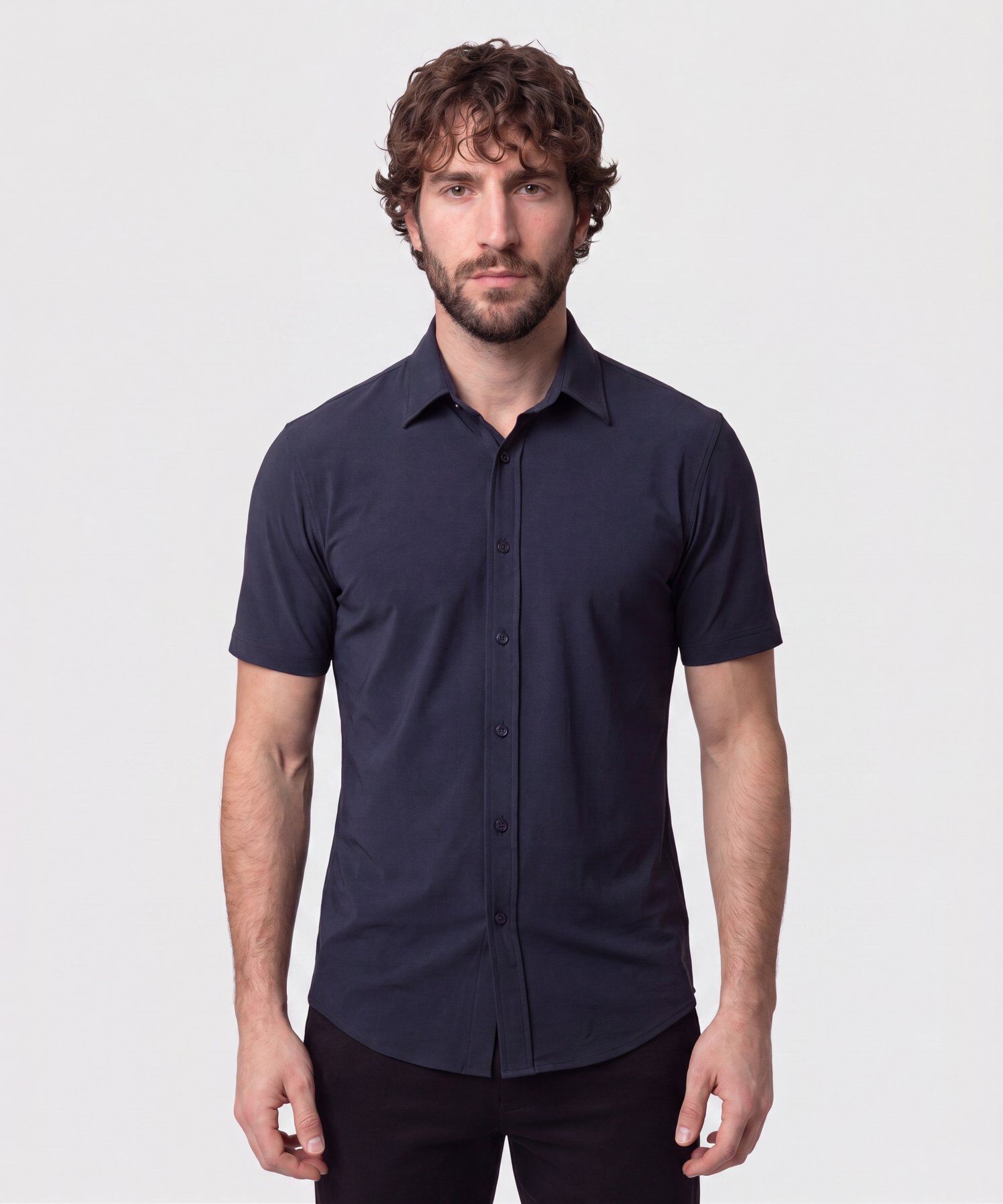 Camisa Manga Corta De Punto Para Hombre
