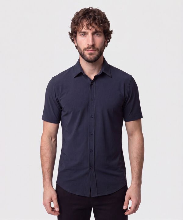 Camisa Manga Corta De Punto Para Hombre