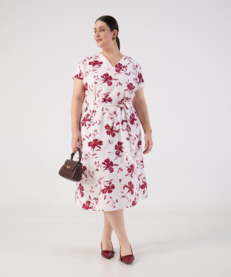 Vestido Estampado Con Cinturon Para Mujer Curvy