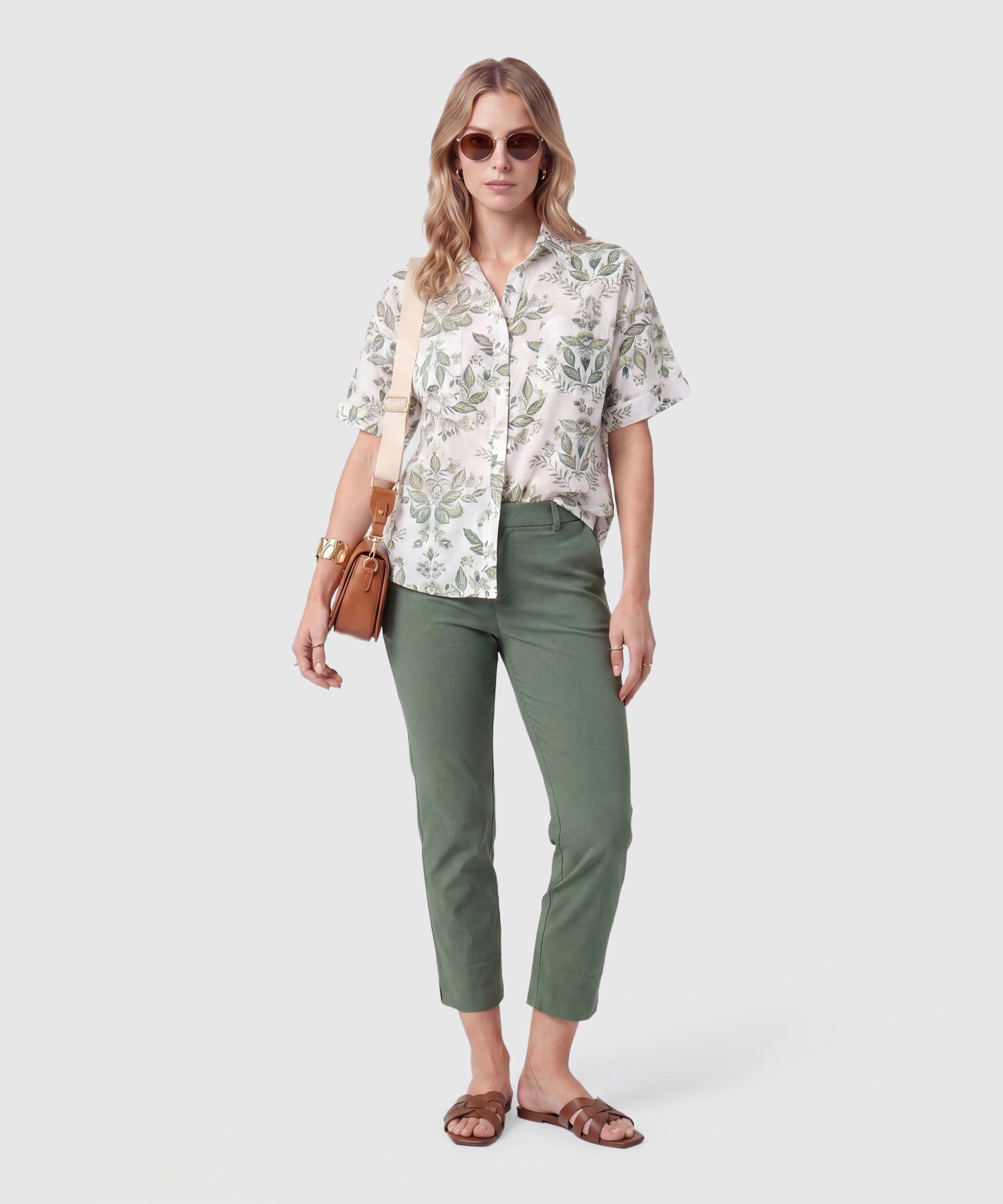 Camisa Manga Corta Con Bolsillos Mujer