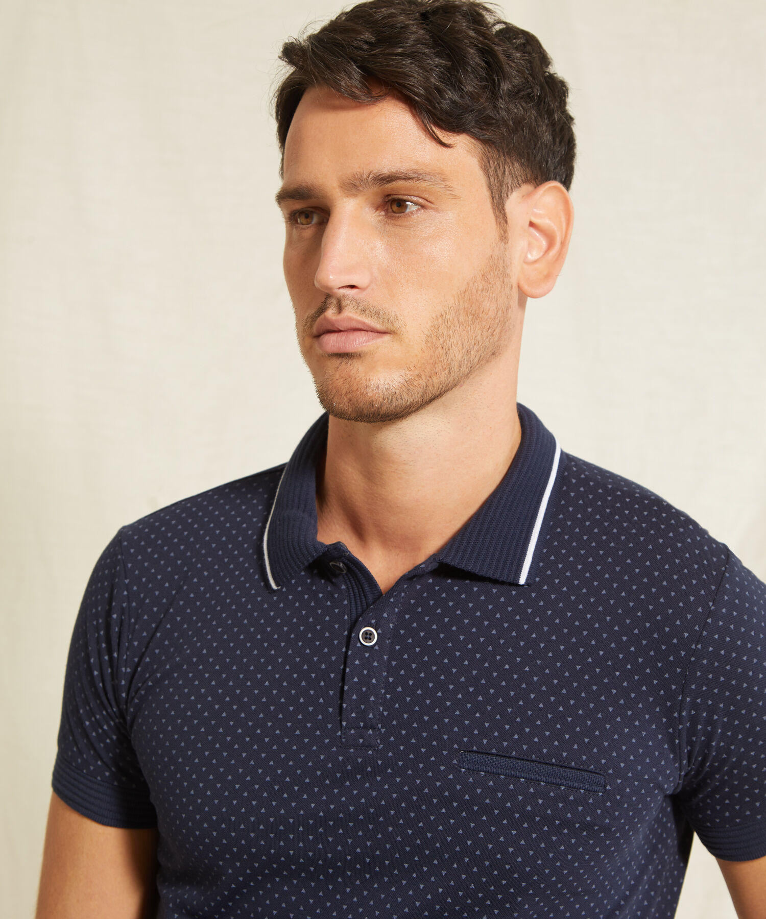 Polo Cuello Tejido Estampada