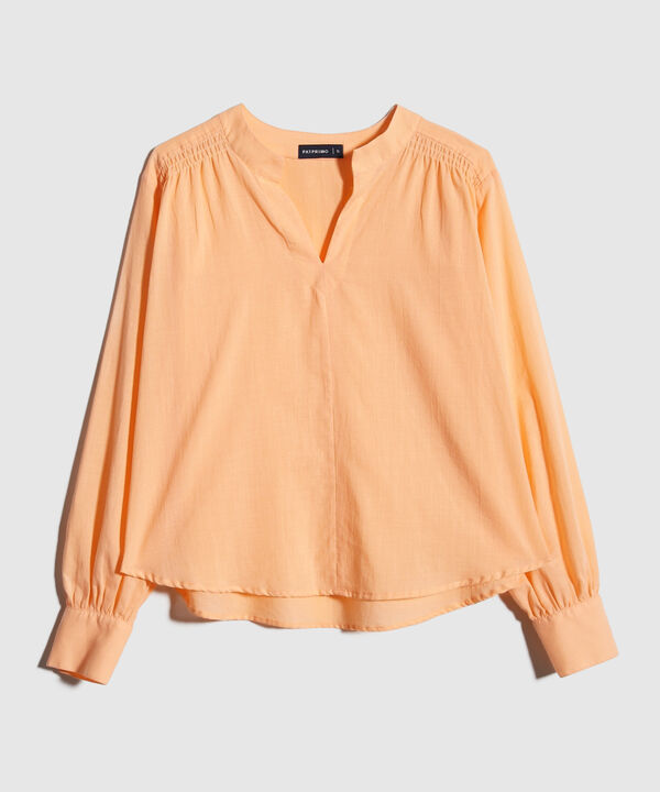 Blusa Unicolor Con Elastico  En Hombro