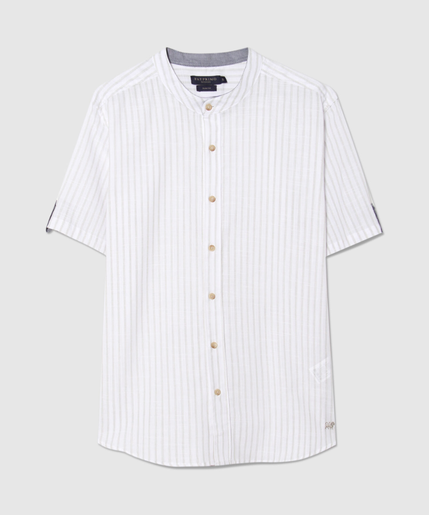 Camisa Cuello Neru Preteñida A Rayas Manga Corta