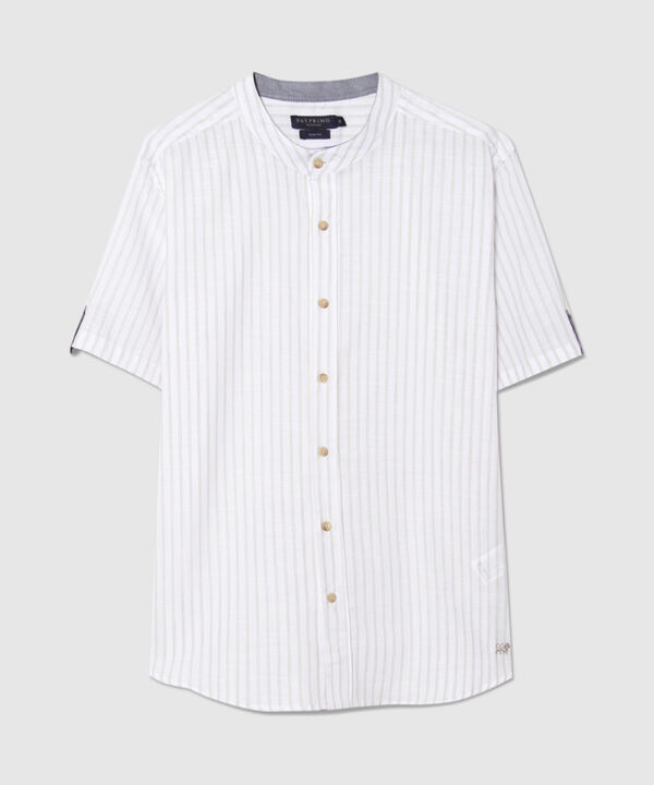 Camisa Cuello Neru Preteñida A Rayas Manga Corta