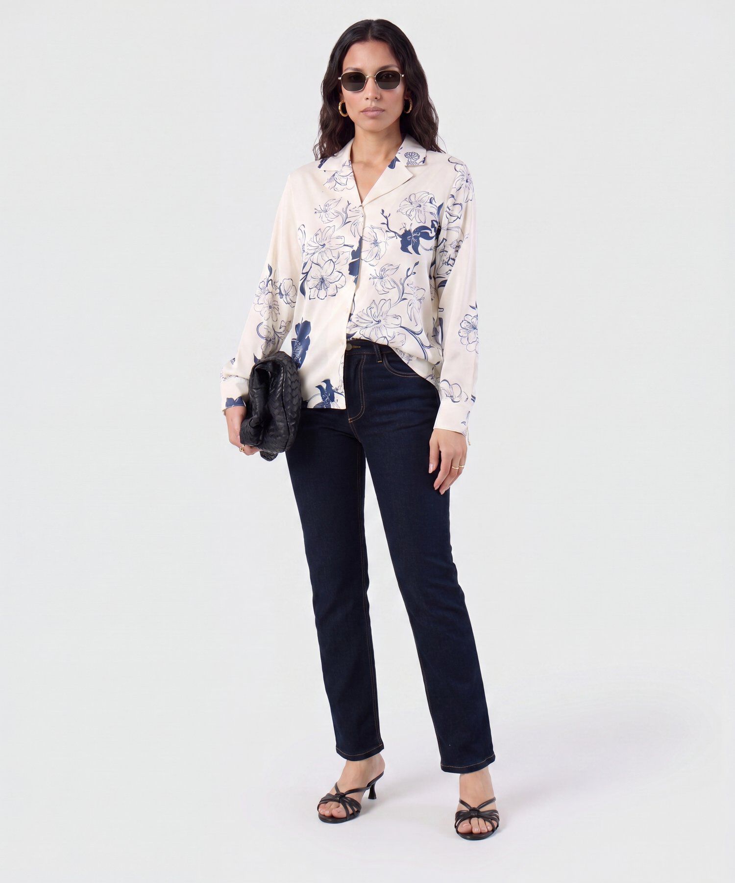 Camisa Manga Larga Cuello Solapa Para Mujer