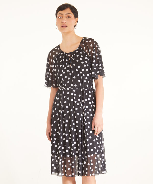 Vestido Manga Corta Midi Estampado Con Forro