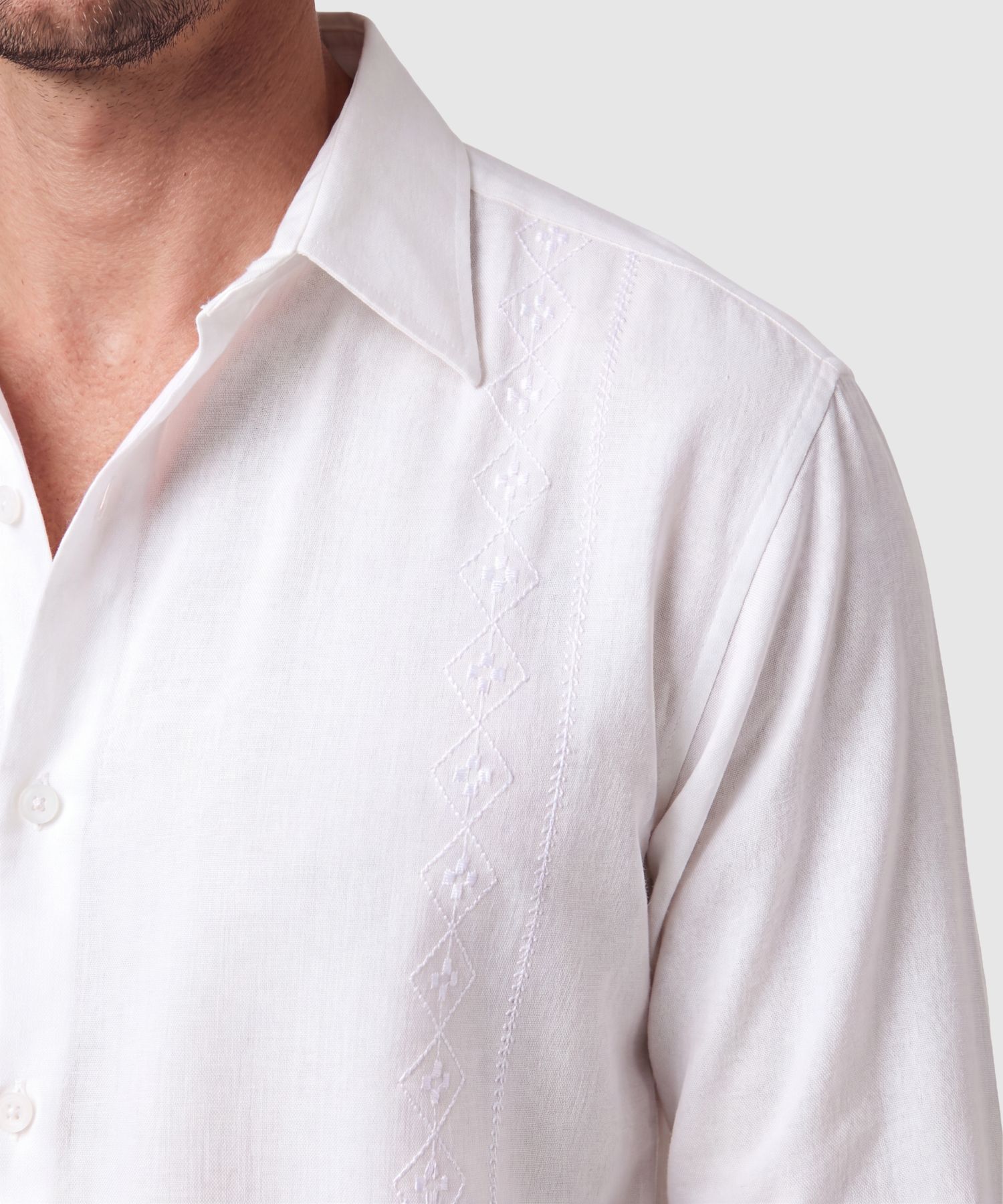 Camisa Guayabera De Manga Larga Hombre
